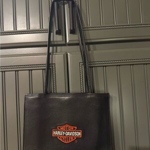 Harley-Davidson Black Leather Tote with Logo